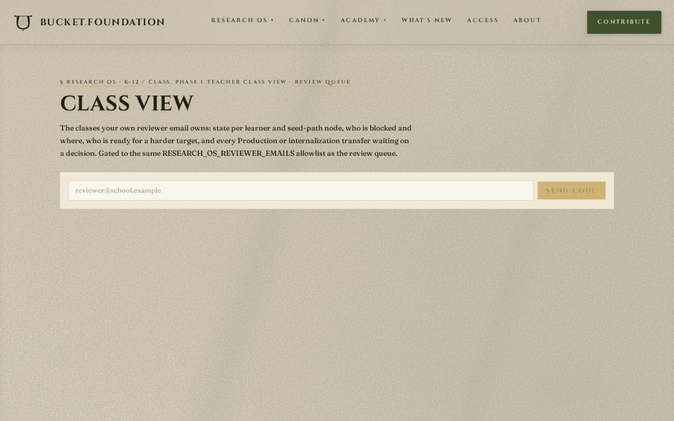 The Research OS class view, showing its unavailable message with no Supabase configured locally.